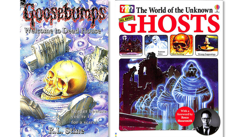 The front cover of Goosebumps: Welcome to Dead House and the front cover of The World of the Unknown: Ghosts