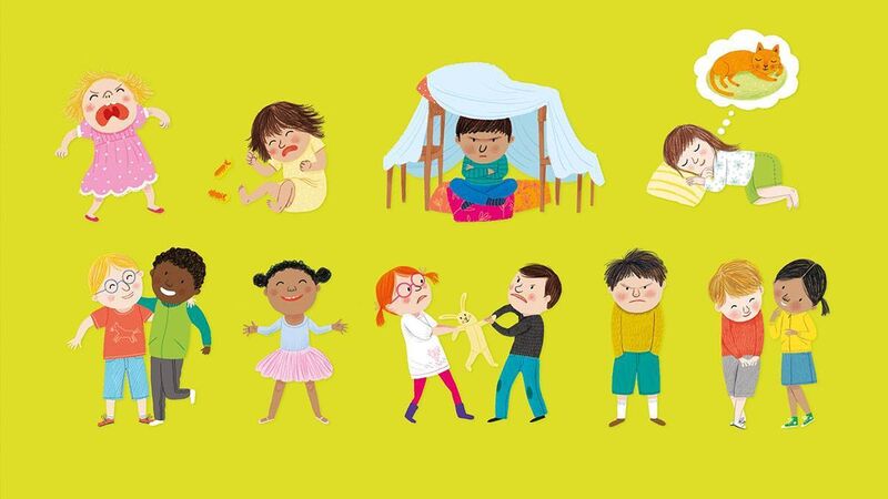 Illustrations of children from the front cover of All About Feelings