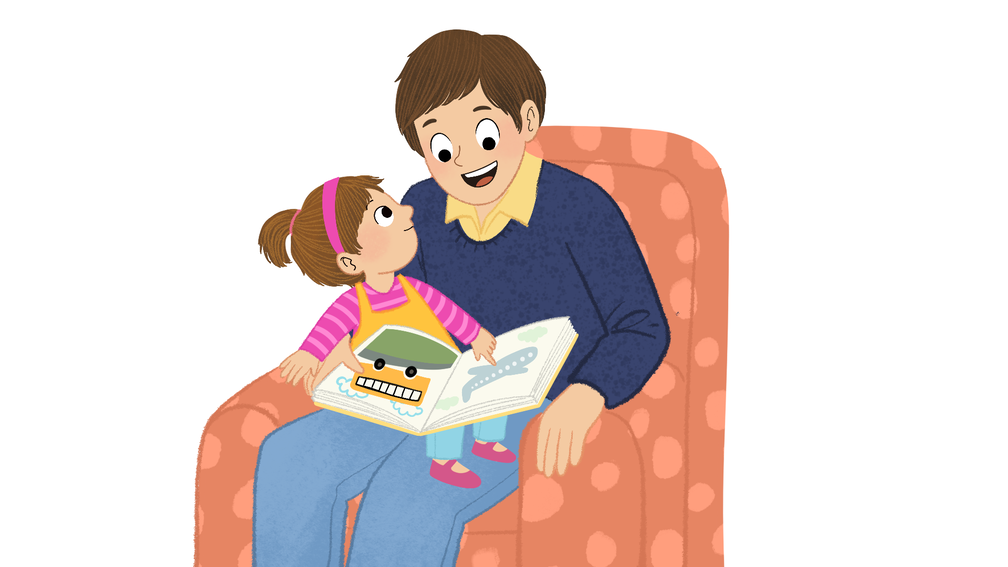 father and daughter reading