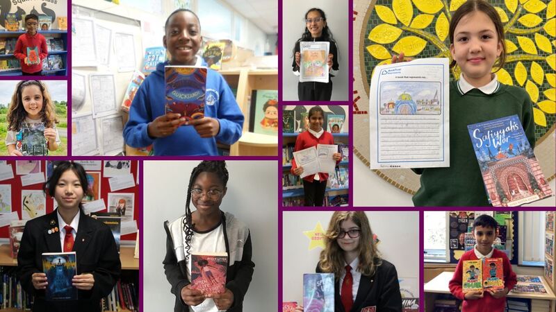 Images of other winners in the BookTrust Represents competition, holding up their chosen books and their reviews