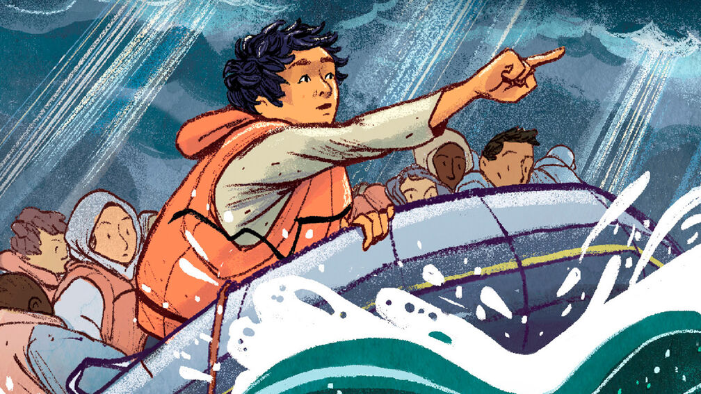 An illustration from the front cover of My Name is Samim