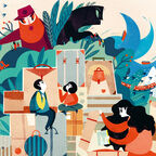 An illustration from the front cover of The Journey