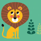 An illustration of a smiling lion from the front cover of Where's Mr Lion