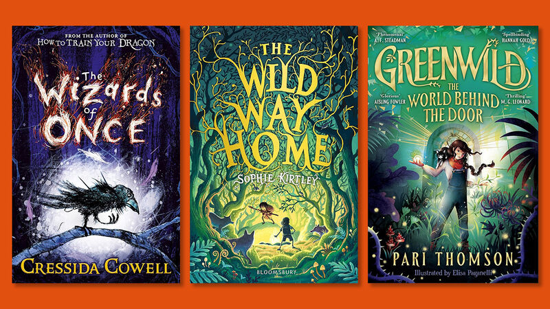 The front covers of The Wizards of Once, The Wild Way Home, and Greenwild: The World Behind the Door