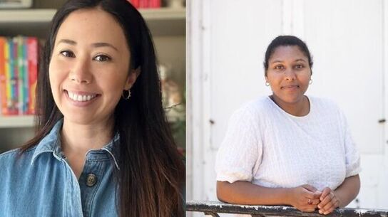 headshots of two people staring at the camera face on
