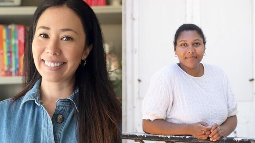 headshots of two people staring at the camera face on