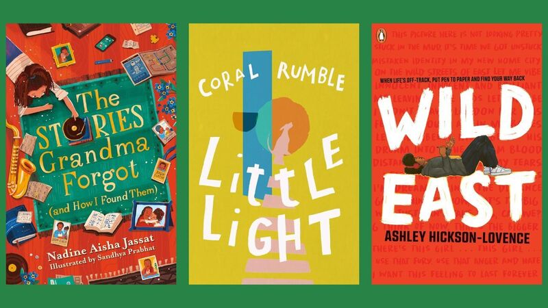 The front covers of The Stories Grandma Forgot, Little Light, and Wild East