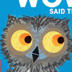 Illustration of a brown owl with large yellow eyes