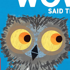 Illustration of a brown owl with large yellow eyes