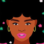 An illustration from the front cover of Glow Up Lara Bloom - a girl looking right at us with flowers in her hair