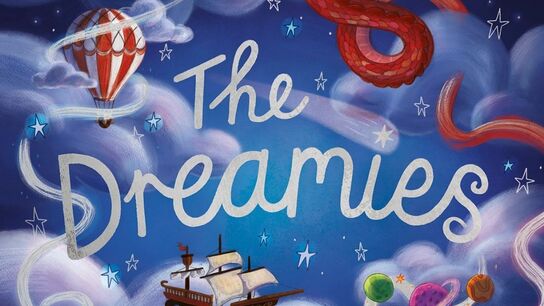 The front cover of The Dreamies, featuring a magical sky with a hot air balloon and ship in it