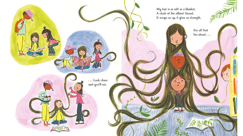 A spread from My Hair is as Long as a River