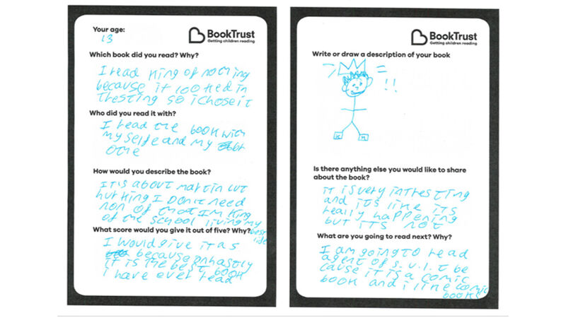 Feedback from a student taking part in Bookspark