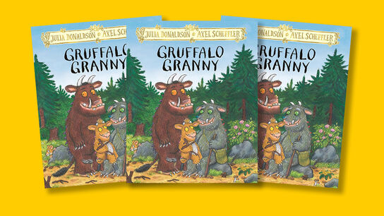 The front cover of Gruffalo Granny - the cover appears three times in a fan shape