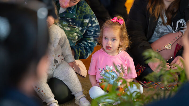 A child watching a story time session