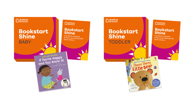 contents of the Bookstart Shine Baby and Toddler pack showing books and information guide