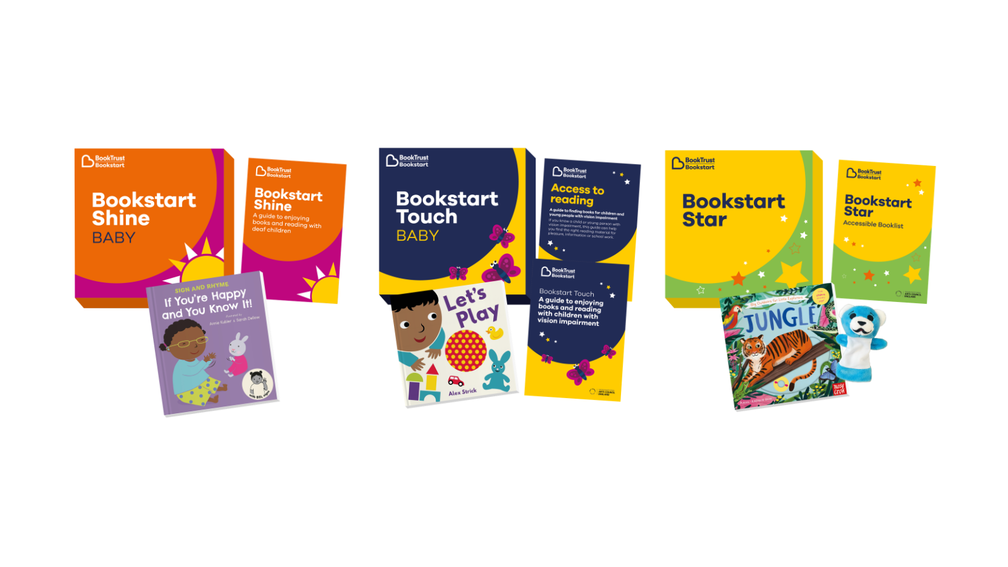 contents of the Bookstart Additional Needs programme showing books and information guides for children with additional needs
