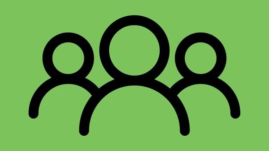 An outline illustration of three people