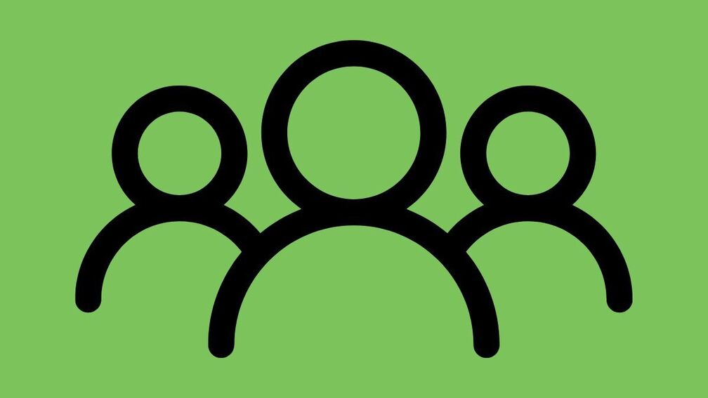 An outline illustration of three people