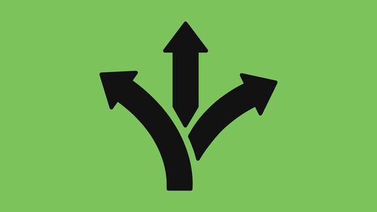 An illustration of three upward arrows pointing in different directions