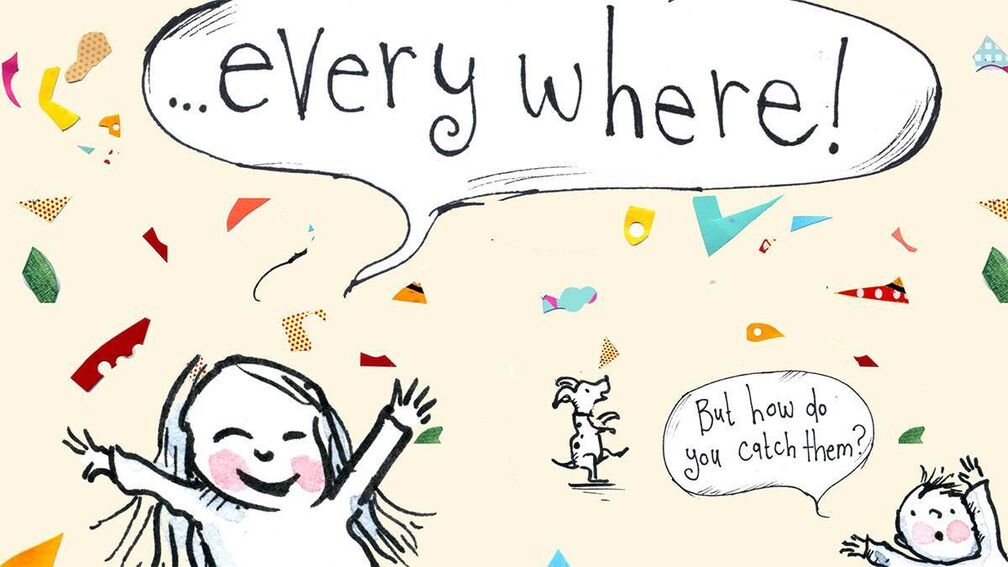 An illustration of two people, one saying 'Ideas everywhere!' and the other saying 'But how do you catch them?'