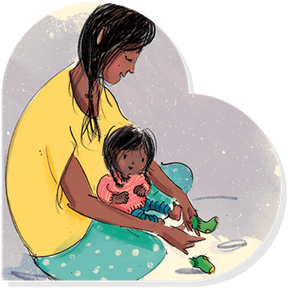 Kip Alizadeh illustration of a mother cuddling her daughter