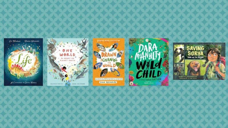 The front covers of Life, One World, Drawn to Change the World, Wild Child, and Saving Sorya
