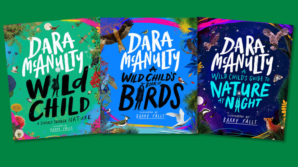 The front covers of Wild Child A Wild Childs Book of Birds and A Wild Childs Guide to Nature at Night