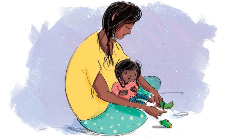 Illustration of a woman and child